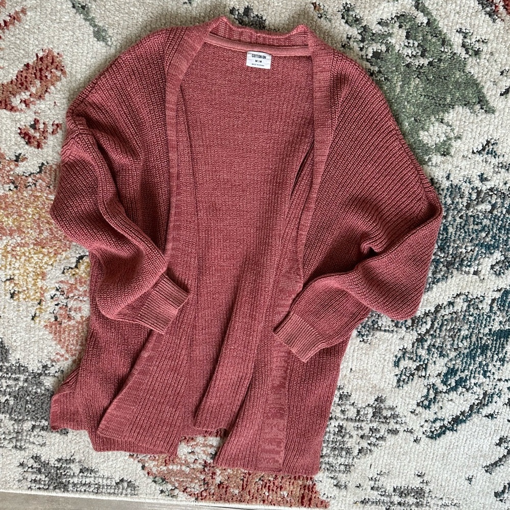 Cotton On Women's Archy Cardigan Sweater Size Medium Canyon Rose Marsala Twist - Picture 7 of 16